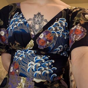 Elegant Black and Blue 50s style romper